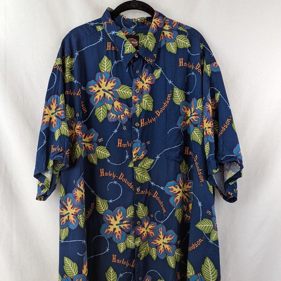 Harley-Davidson Tropical Hawaiian Button Up Shirt Size 3XB - Picture 3 of 12